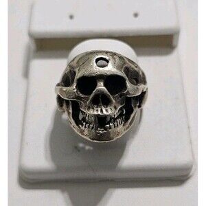 Silver Skull Goth Hole To The Skull Silver 925 Ring Size 10